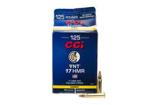 CCI 17HMR 17gr Varmint Tipped Ammo comes in a box of 125